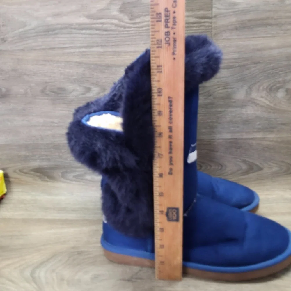 Seattle Seahawks Winter Boots Womens‎ 10 Blue NFL Faux Suede Faux Fur Cozy Plush